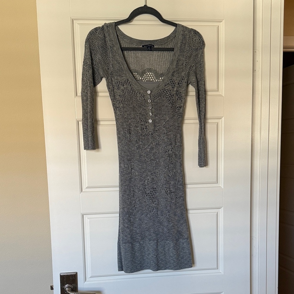 American Eagle Outfitters Gray Long Sleeve Dress